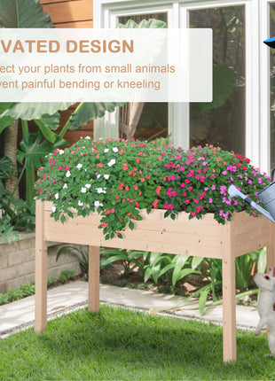 Raised Garden Bed with Legs, 48" x 22" x 30", Elevated Wooden Planter Box, Self-Draining with Bed Liner for Vegetables, Herbs, and Flowers Backyard, Patio, Balcony Use, Natural