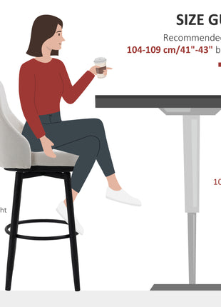 Bar Height Bar Stools Set of 2, Modern 360° Swivel Kitchen Chairs with Steel Legs and Footrest, 29.5 Inch Seat Height Upholstered Barstools for Kitchen Island, Cream White