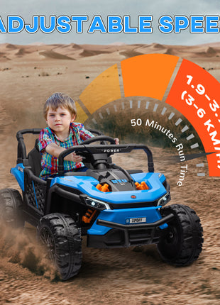 12V Ride On Truck, Battery Powered Electric Car for Kids w/ Remote Control, 4-Wheel Suspension & LED Lights, Blue