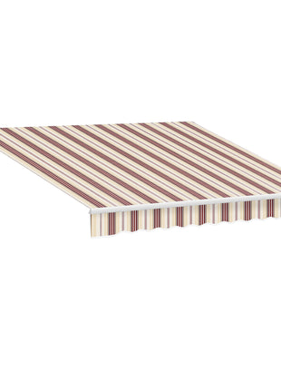 10' x 8' Retractable Awning, Patio Awnings, Sunshade Shelter w/ Manual Crank Handle, UV & Water-Resistant Fabric and Aluminum Frame for Deck, Balcony, Yard, Red & Beige