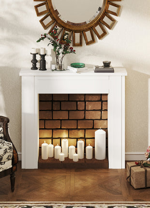 Modern Fireplace Mantel, Freestanding Fireplace Surround with Leg for Electric Fireplaces, 44.7" W x 40" H, White