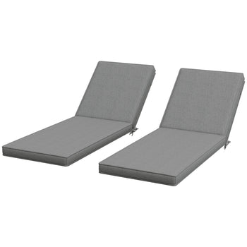 2-Piece Patio Chair Cushions with Backrests, Replacement Cushions for Outdoor Lounge Chair, Gray