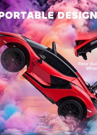 12V Lamborghini SIAN Licensed Electric Car for kids with Remote Control, Horn, Music, & Headlights, Red