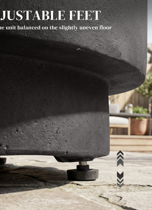 Lightweight Accent Table with Concrete Finish Round Side Table, Dark Gray