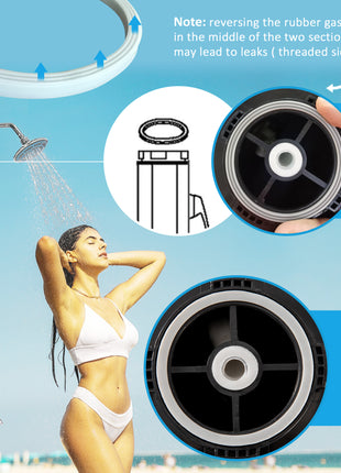 7ft Outdoor Solar Heated Shower with 360 Rotating Shower Head, Foot Shower Faucet, Temperature and Pressure Adjustable, Holds 9.2 Gallons for Backyard Pool