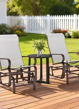 Gliding Lounger Chair Set of 2, Single Rockers with Lightweight Metal & Mesh Construction, Beige
