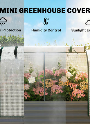 Galvanised Raised Garden Bed with Greenhouse Cover, Metal Elevated Garden Bed with Bed Liner, Bottom Shelf, Dark Gray