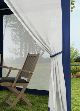 13' x 11' Outdoor Party Tent, Hexagon Sun Shade Shelter Canopy w/ Protective Mesh Screen Sidewalls, Ropes & Stakes, Blue