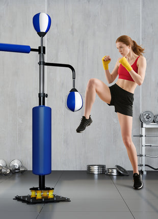 4.6'-6.7' Speed Bag Boxing Bag Stand, Reflex Bag Boxing Training Equipment, Speed Punching Bag, Blue