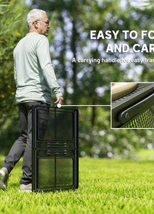 Folding Camping Table, 4.5ft Portable Table with 2 Wing Panels, Height Adjustable Metal Picnic Table