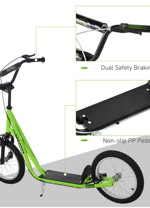Youth Scooter Kick Scooter for Kids 5+ with Adjustable Handlebar Front and Rear Dual Brakes, Light Green