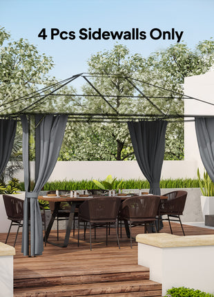 9.84' x 11.8' Gazebo Sidewall Set with Hooks/C-Rings, Gray