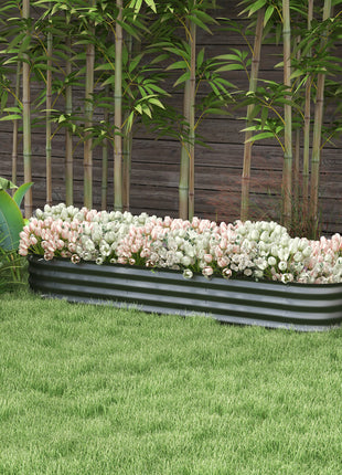 6.4' x 2' x 1' Galvanized Raised Garden Bed Kit, Metal Planter Box with Safety Edging, Dark Gray