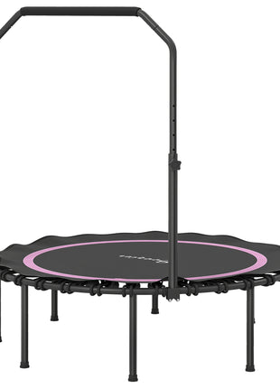 45" Rebounder Trampoline for Adults, Foldable Mini Trampoline with Adjustable Handle Bar for Indoor Outdoor, Pink