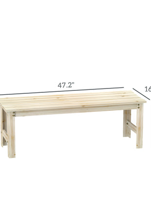 2-Seat Wood Garden Bench, Patio Bench Outdoor Bench with Slatted Seat, Backless Front Porch Bench for Park, Garden, Poolside, Deck, Nature Wood