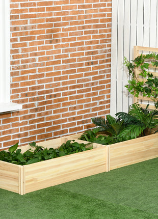 Wood Planter Box with Trellis for Climbing Plants, Raised Garden Bed for Outdoor Flowers Herbs, 91"x24"x43", Natural