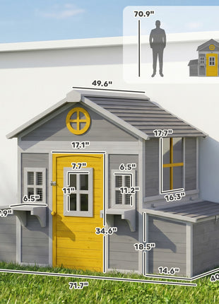 Wooden Chicken Coop, Hen House for 2-4 Hens, Outdoor Playhouse Poultry Cage with Nesting Boxes, Waterproof Roof, Windows