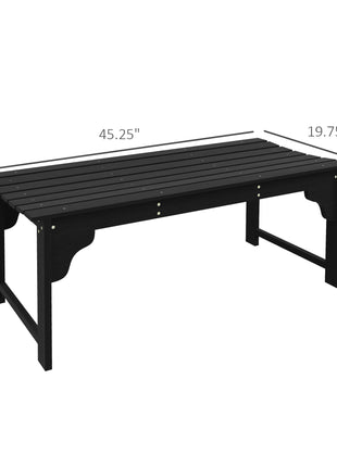 Slatted Wooden Garden Bench, Curved Seat Front Porch Bench, Black