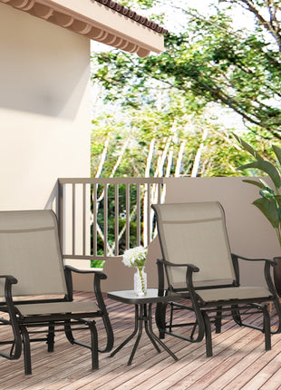 Outdoor Gliding Chairs Set Durable Compact for Patio, Bistro Tea Time, Perfect for Couples & Families, Gray