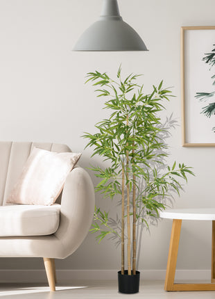 6ft Artificial Tree, Indoor Fake Bamboo with Pot, for Home Office Living Room Decor