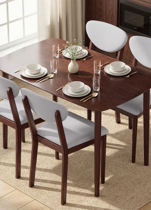 5-Piece Dining Table Set for 4, Mid-Century Modern Kitchen Table and Chairs, Light Gray