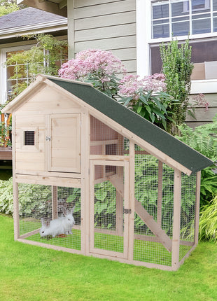 55" L 2-Tier Wooden Rabbit Hutch Bunny Cage