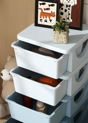 30" 4 Tier Kids Storage Unit Dresser Tower w/ 4 Drawers, Blue