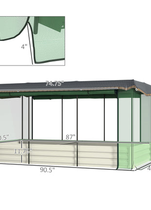 Galvanized Steel Planter Box with Crop Cage and Shade Cloth, Raised Garden Bed for Flowers, Veggies and Herbs, Beige