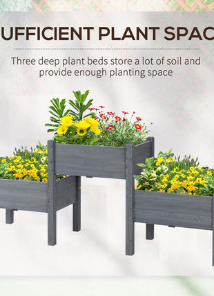3 Tier Raised Garden Bed Freestanding Planter Box for Vegetables, Herb, Flowers