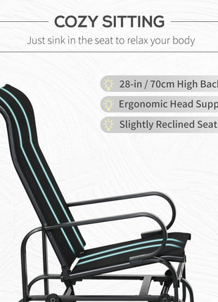 Outdoor Patio Sling Fabric Swing Glider Rocker Chair with Smooth Rocking Arms, Black