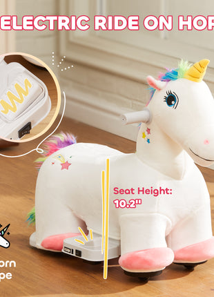 Kids Ride on Unicorn, 6V Battery Powered Electric Ride on Animal Toy w/ Music Forward, Foot Pedal for Aged 18-36 Months