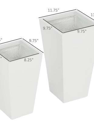 2-Pack Outdoor Planter Set, Flower Pots with Drainage Holes, Durable & Stackable Plant Pot, 22in & 18in, for Porch, Entryway, Patio, Yard, Garden, White