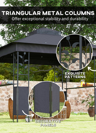 10' x 10' Outdoor Gazebo with Shelves and Netting, UV30+ Double Roof Patio Gazebo for Lawn, Backyard and Deck
