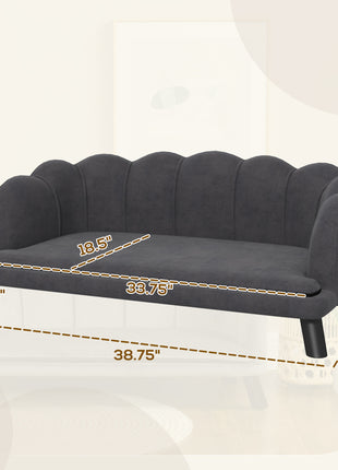 Pearl Design Pet Sofa for Medium and Large Sized Dogs, Pet Bed with Cushion and Solid Wood Legs, Charcoal Gray
