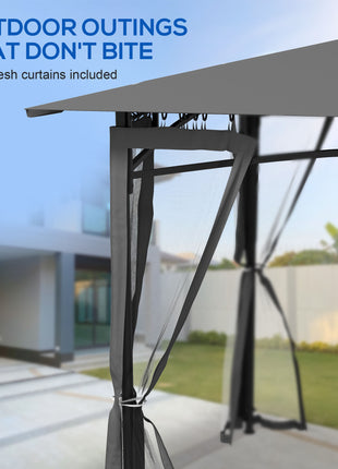 10' x 12' Outdoor Gazebo with Nettings, 2 Tier Patio Gazebo Canopy for Garden, Backyard, Deck, Dark Gray