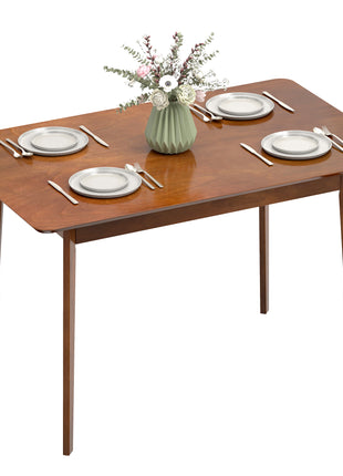 47.2" Rectangle Dining Table for 4, Mid-Century Modern Kitchen Table with Rubber Wood Legs for Dining Room, Walnut