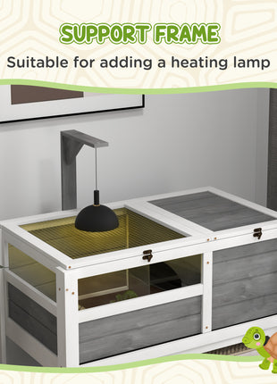 Tortoise Habitat with Shelf Storage Tortoise Gift Accessory with Weather Protection for Indoor, Light Gray