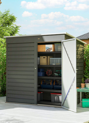 6' x 4' Outdoor Garden Shed, Metal Storage Shed with Lockable Door and Gloves for Backyard Garden Patio, Light Gray