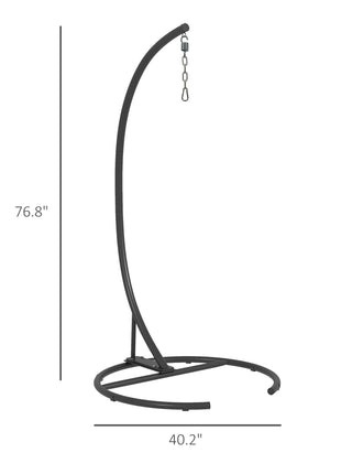 Hanging Hammock Chair Stand with Round Base, 40.2" x 76.8", Black