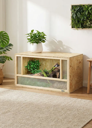 Wooden Reptile Terrarium with Sliding Door for Chameleon, Lizard, Snake, Frog, Turtle, 31.5" x 15.7" x 15.7"