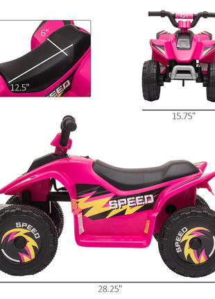 6V Kids ATV 4-Wheeler Ride on Car, Electric Motorized Quad Battery Powered Vehicle with Forward/Reverse Switch for 18-36 Months Old Toddlers, Pink