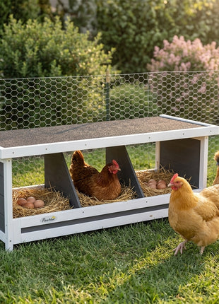 Wood Nesting Boxes Chicken Coop Accessories for Up to 3 Chickens, with Asphalt Roof, Gray