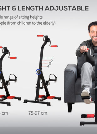 Pedal Exerciser, Hand Arm Knee and Leg Exercise Machine for Seniors, Height-adjustable, with LCD Display and Foot Massage Roller