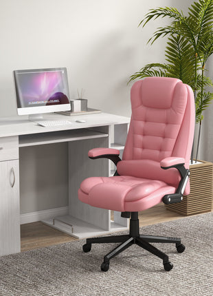 Massage Office Chair, Heated Reclining Computer Chair with 6 Vibration Points, Armrest and Remote, Pink