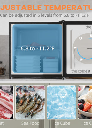 1.1 Cu.Ft Countertop Mini Freezer, Compact Upright Freezer with Removable Shelves, Silver