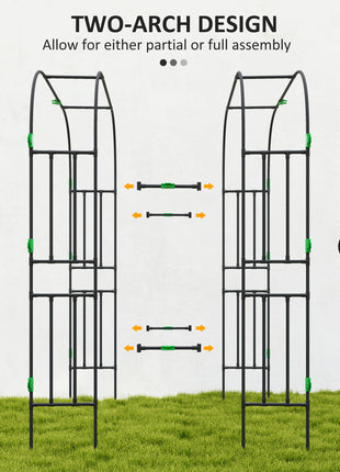 Garden Arch Trellis, 8 FT Tall Metal Plant Trellis Support with Climbing Net, Cucumber Trellis for Climbing Plants