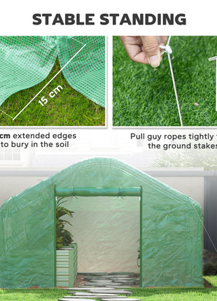 13' x 10' x 6.5' Tunnel Greenhouse Hoop House with Upgraded Galvanized Steel Frame and Large Windows, Green