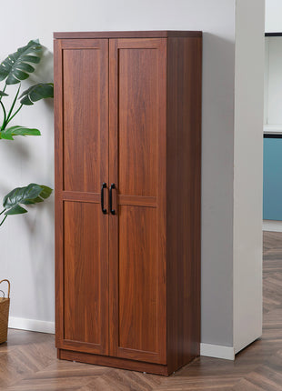 63" 2-Door Kitchen Pantry, Freestanding Storage Cabinet with 5-tier Shelving and 2 Adjustable Shelves for Dining Room, Brown