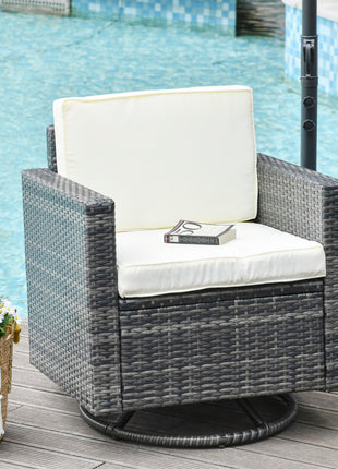 Outdoor Swivel Rocker, PE Wicker Dining Chair, 360 Degree Swivel Patio Glider with Cushions for Backyard, Lawn, Garden, Deck, Porch, Steel Frame, Cream White
