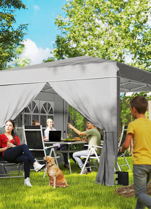 10 x 10 ft Pop Up Canopy Tent with Sidewalls, UPF50+ Outdoor Portable Instant Canopy Shelter with Carry Bag, Light Gray